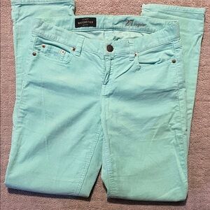 J. Crew Women's Matchstick Corduroy Light Green Turquoise Straight Leg Jeans